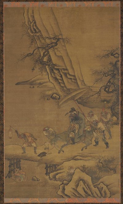 鍾馗と鬼が橋を渡る、15世紀。 作： Dai Jin