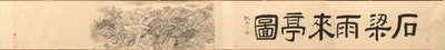 1848 年、天台山の石橋のそばにある雨降亭。 作： Dai Xi