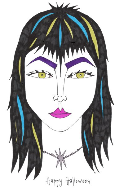 ハッピーハロウィン（紙にフェルトペン） 作： デイジー・ド・ヴィルヌーヴ