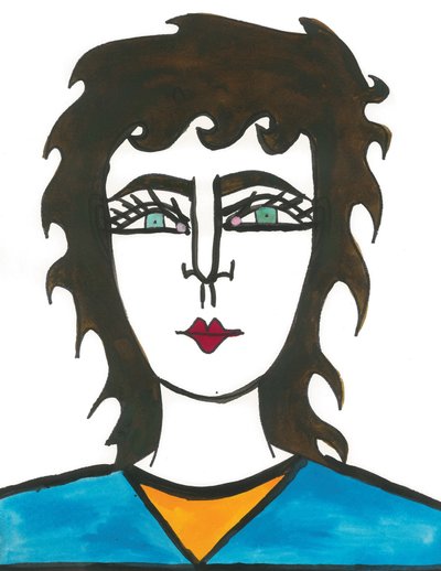 Mullet Hair, 2024（紙にペン、絵具） 作： デイジー・ド・ヴィルヌーヴ