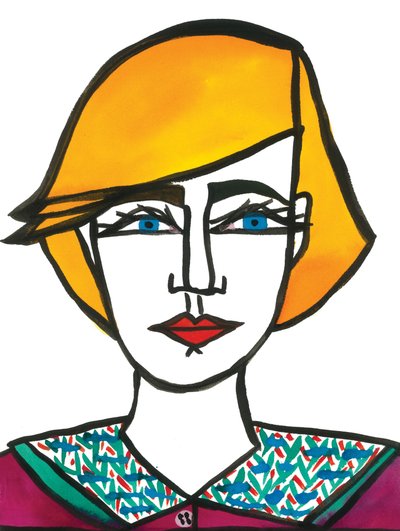 プリンセス・ディ・ヘア、2024年（紙にペンと絵の具） 作： デイジー・ド・ヴィルヌーヴ