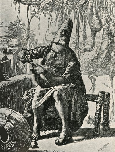ダーヴィスは猫の尻尾から髪を引き抜く、1906年。 作： Dalziel Brothers