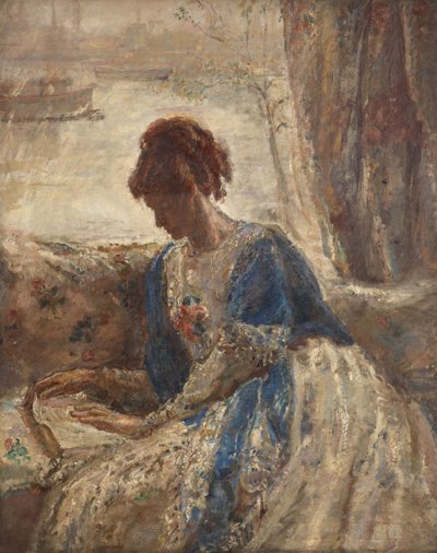 Contre-jour - 窓際に座る女 (直筆) 作： Dame Ethel Walker