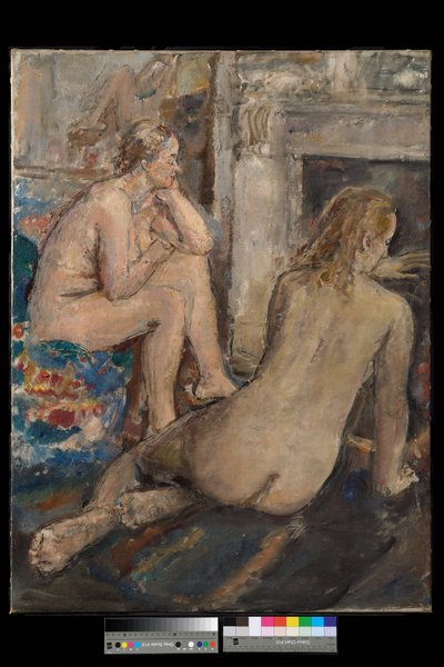 休憩する2人のモデル、1939年（油彩、キャンバス） 作： Dame Ethel Walker