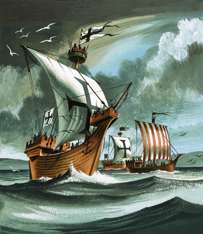 海賊船に迫るチュートン騎士団を乗せた貿易船 作： Dan Escott