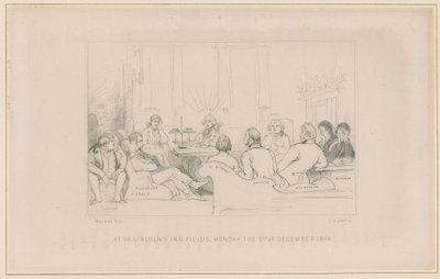 1844年12月2日月曜日、リンカーンズ・イン・フィールズ58番地のクラブ会員（エングレーヴィング） 作： Daniel (1806-70) Maclise