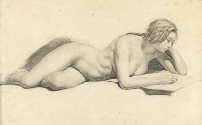 女性のヌード読書の習作（紙に鉛筆） 作： Daniel Maclise