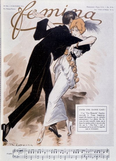 タンゴを踊るカップル - Daniel De Losques (Henri Casimir Paul Thouroude) (1880-1915)のイラスト - 1913年10月15日付「Femina」にて 作： Daniel de Losques