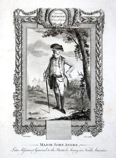 トーマス・クック（1744-1818）が1785年頃に彫ったジョン・アンドレ少佐（北アメリカにおける英国軍の副官 作： Daniel (after) Dodd
