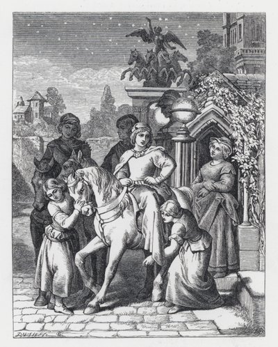 テニソンの詩「The Princess」の挿絵（エングレービング 作： Daniel (after) Maclise