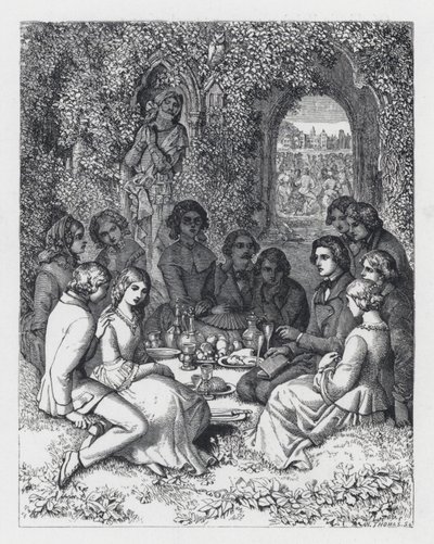 テニソンの詩「The Princess」の挿絵（エングレービング 作： Daniel (after) Maclise