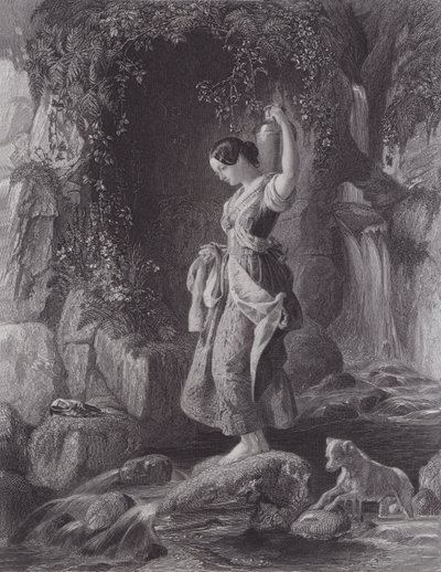 The Nymph of the Waterfall (e.g. engraving) 作： Daniel (after) Maclise