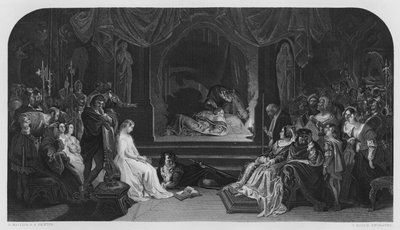 ヴァーノンギャラリーの絵から「ハムレット」の劇中シーン（エングレーヴィング 作： Daniel (after) Maclise