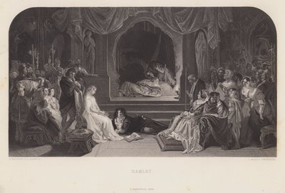 ハムレット』の劇中シーン（エングレービング 作： Daniel (after) Maclise