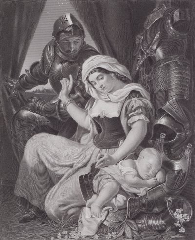 戦士のゆりかご」（彫刻 作： Daniel (after) Maclise
