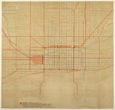 プレート 80 シカゴの計画、1909 年: シカゴ。 市の中心部の図、提案された... 作： Daniel Burnham