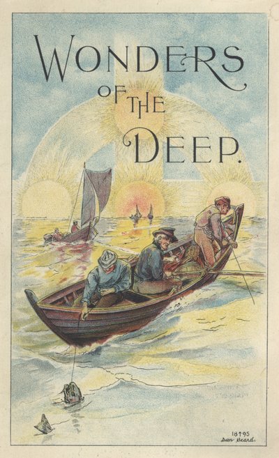 「Wonders of the Deep」、スコットの次亜リン酸塩を含むタラ肝油の乳剤の広告、1895 作： Daniel Carter Beard