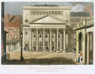 1821年、1826年にジョンナッシュが設計したロンドンの新しいシアターロイヤル、ヘイマーケット 作： Daniel Havell