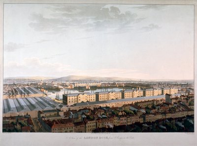 ロンドンドックの眺め、1816年 作： Daniel Havell