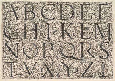 ローマの巨大なアルファベット、ca。 1520。 作： Daniel Hopfer