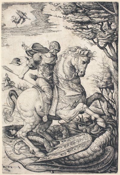 ドラゴンを倒す馬に乗った聖ジョージ 作： Daniel Hopfer