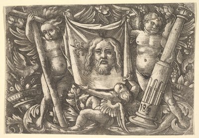 二人の天使によって開催されたスダリウム、ca。 1515。 作： Daniel Hopfer