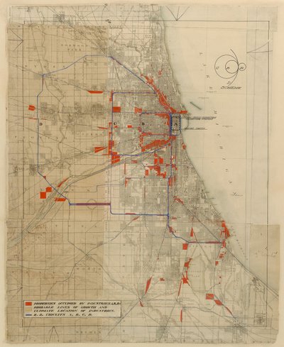 シカゴ、シカゴ、イリノイ、鉄道回路図の計画 作： Daniel Hudson Burnham
