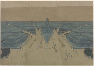 シビック・センター・プラザとビル群（1909年シカゴ都市計画図 作： Daniel Hudson Burnham
