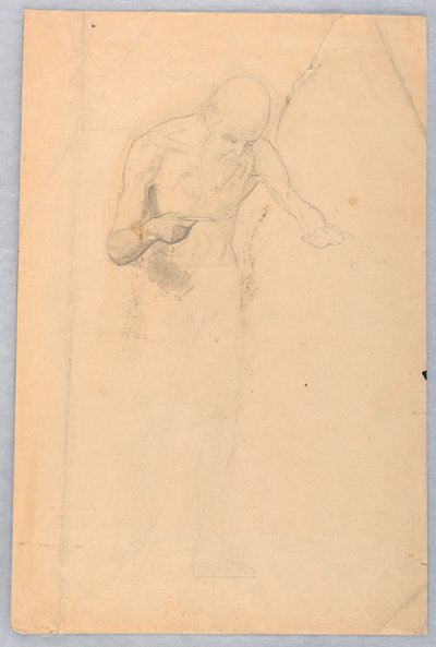 ドローイング、髭を生やした男が立っている、1852年 作： Daniel Huntington