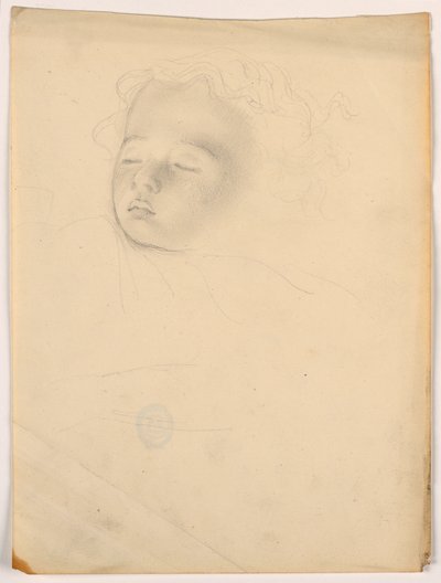 ドローイング、眠る子供、1840-45年 作： Daniel Huntington