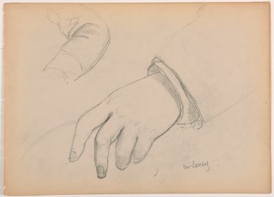 素描 ジョージ・D・セネー 手と腕の習作 裏面：左足 1881年 作： ダニエル・ハンティントン