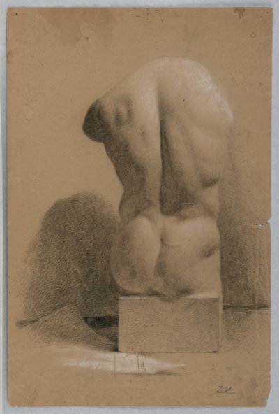 素描、石膏からの男性トルソ 1840年 作： Daniel Huntington