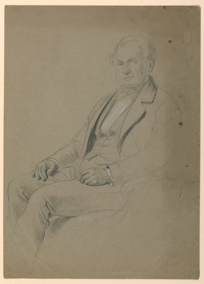 ドローイング、座る男、1860年 作： Daniel Huntington