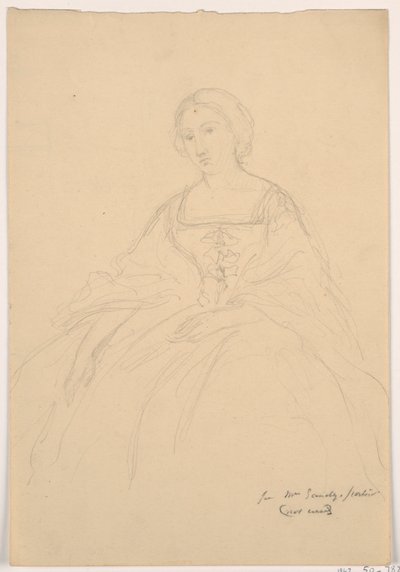 シェパード・ガンディ夫人座像、裏面：線描スケッチ、1859年 作： Daniel Huntington