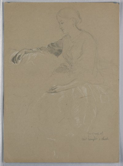 デッサン、ウィリアム・ライト夫人と子供、1857年 作： ダニエル・ハンティントン