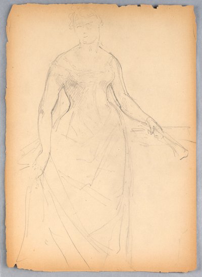 素描、ベラ・ウォーシャムの肖像画のためのスケッチ、1878年 作： Daniel Huntington