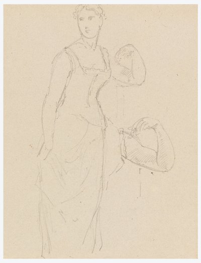 素描、ベラ・ウォーシャムの肖像画のためのスケッチ、1878年 作： Daniel Huntington