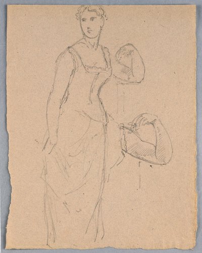素描、ベラ・ウォーシャムの肖像画のためのスケッチ、1878年 作： Daniel Huntington
