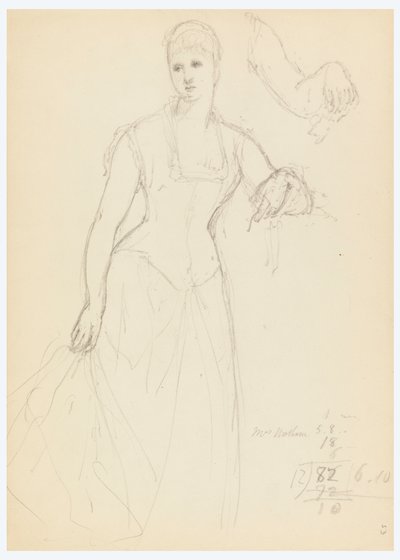 素描、ベラ・ウォーシャムの肖像画のためのスケッチ、1878年 作： Daniel Huntington