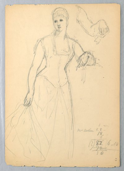 素描、ベラ・ウォーシャムの肖像画のためのスケッチ、1878年 作： Daniel Huntington