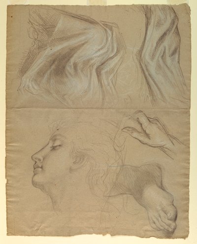 素描、「正義とペ」のための習作、1878年 作： Daniel Huntington
