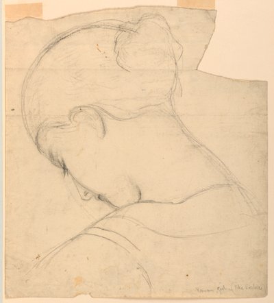 素描、「ローマの少女」のための習作、女性の頭部、1841年 作： Daniel Huntington