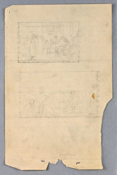 素描、「科学グループ」のための習作、1858年 作： Daniel Huntington