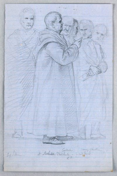 素描、「科学グループ」のための習作、1858年 作： Daniel Huntington