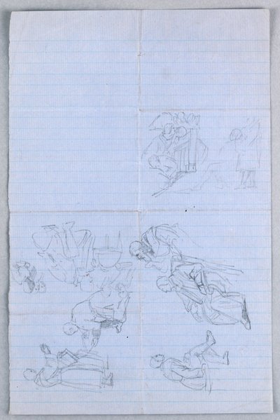 素描、「科学的グループ」のための習作、1858年 作： Daniel Huntington