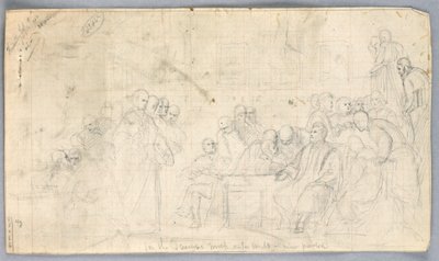 素描、「科学グループ」のための習作、1858年 作： Daniel Huntington
