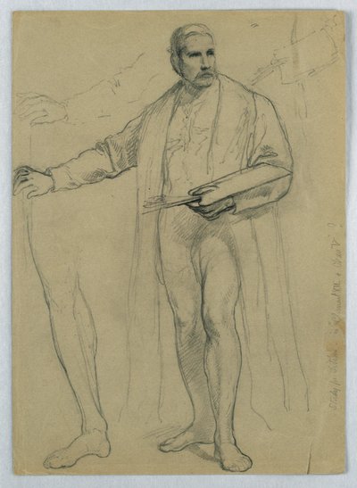 素描、「ティツィアーノ・ショーイング」のための習作、1866年 作： Daniel Huntington