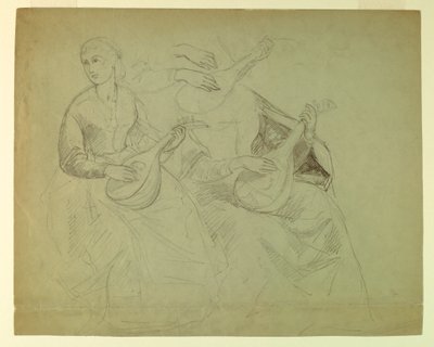 素描、「ティツィアーノ・ショーイング」のための習作、1871-72年 作： ダニエル・ハンティントン