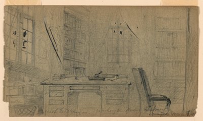 デッサン（1860年3月16日、サニーサイドのワシントン・アーヴィング図書館 作： Daniel Huntington