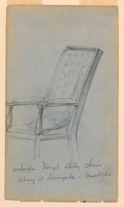 素描、ワシントン・アーヴィングの書斎、1860年3月15日 作： Daniel Huntington